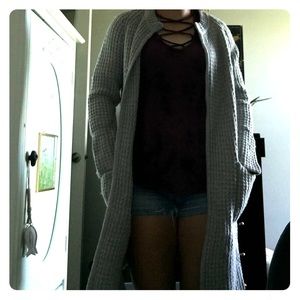 Women’s Thick Gray Cardigan with Pockets
